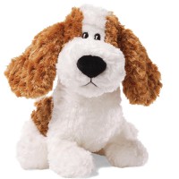 Peluche PETIT CHIEN TENDRE COQUIN blanc et marron feu