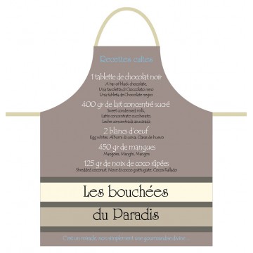 Tablier de cuisine LES BOUCHÉES DU PARADIS Tablier beige en coton recettes de France