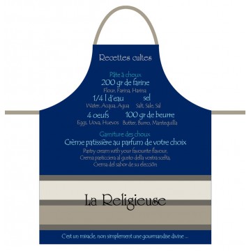 Tablier de cuisine LA RELIGIEUSE Tablier bleu en coton recettes de France