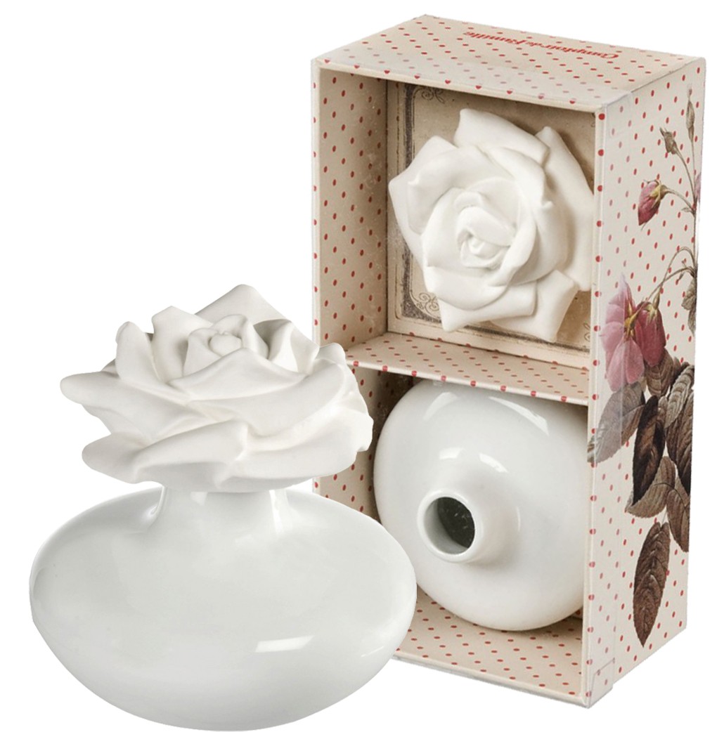 Coffret Vase en céramique avec fleur de platre diffuseur de parfum  d'ambiance Comptoir de Famille - Provence Arômes Tendance sud