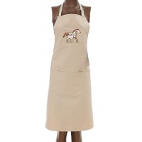 Tablier de cuisine coton beige Brodé CHEVAL