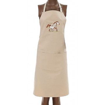 Tablier de cuisine coton beige Brodé CHEVAL