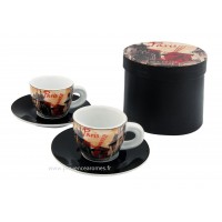 Coffret de 2 tasses à café PARIS MOULIN ROUGE déco rétro