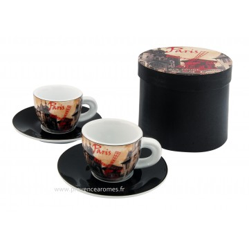 Coffret de 2 tasses à café PARIS MOULIN ROUGE déco rétro