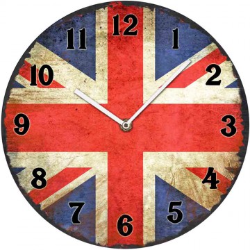 Horloge en verre UNION JACK déco rétro