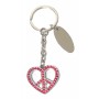 Porte clés Coeur Peace porte-clé métal et strass