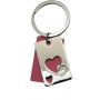 Porte-clés Coeur plaque découpée rouge porte clés métal et strass