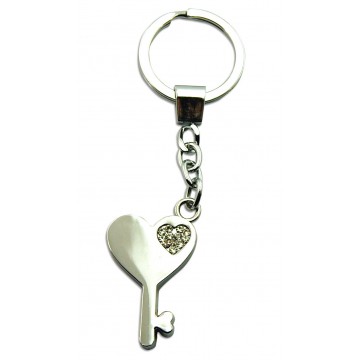 Porte clés Clé Coeur porte-clé métal et strass