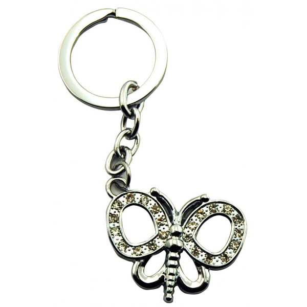 Porte-clés Papillon Avec Strass Multicolores - Pendentif Creux Brillant, Petit Cadeau élégant