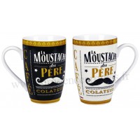 2 Mugs MOUSTACHE DU PÈRE COLATEUR Natives déco rétro vintage