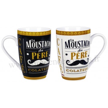 2 Mugs MOUSTACHE Natives déco rétro vintage