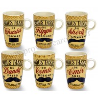 Coffret tasses à café MOUSTACHES Natives déco rétro vintage