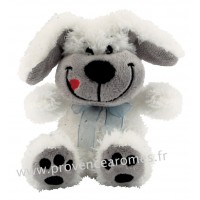 Peluche Petit chien coquin Blanc la langue en coin