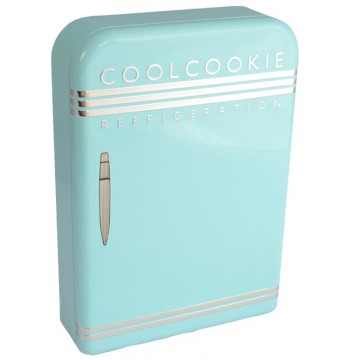 Boîte en forme de frigo rétro vintage en métal alimentaire réfrigirateur  COOLCOOKIE BLEU - Provence Arômes Tendance sud
