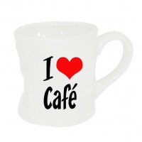 Mug I Love Café Mug blanc original en céramique déformé