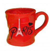 Mug PARIS Mug rouge original en céramique déformé