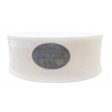 Porte savon céramique ovale étiquette métal SAVON déco rétro de charme