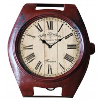 Horloge métal Montre Rouge Bordeaux déco rétro style brocante