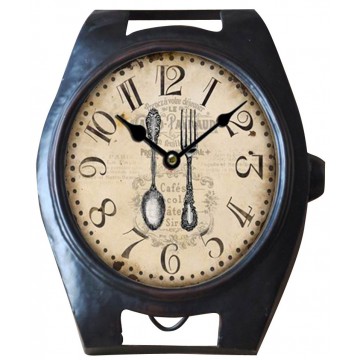 Horloge métal Montre Noir déco rétro style brocante
