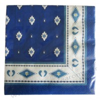 Serviettes en papier déco style tissus Provençale authentique mouche Bleu Blanc