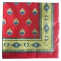 Serviettes en papier déco style tissus Provençale authentique mouche Fond Rouge