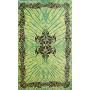 Grande Tenture motif Tribal Tenture verte à franges 135 x 215 cm