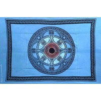 Grande Tenture motif Mandala Tenture bleue à franges 135 x 215 cm