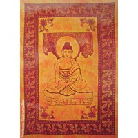 Grande Tenture Bouddha Tenture orange à franges 135 x 215 cm
