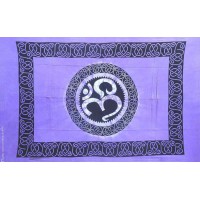 Grande Tenture motif Ohm Tenture à franges nuance de violet améthyste 135 x 215 cm