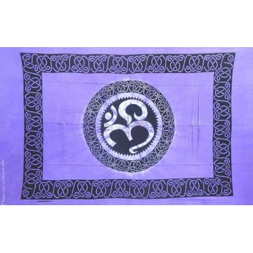 Grande Tenture motif Ohm Tenture à franges nuance de violet améthyste 135 x 215 cm