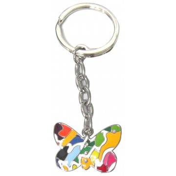 Porte clés papillon coloré porte-clé métal