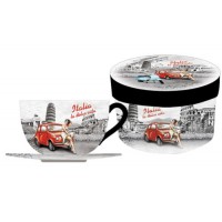 Coffret tasse déjeuner Vespa La Dolce Vita Italia déco rétro vintage