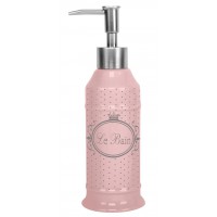 Distributeur céramique de savon liquide déco Rétro de charme Rose à Pois Gris LE BAIN