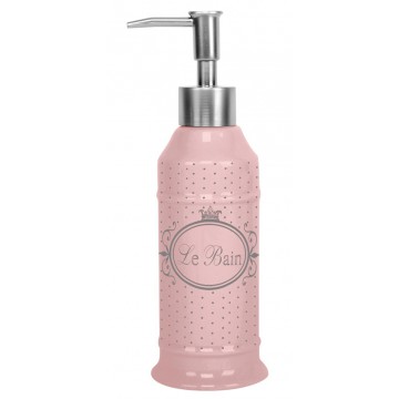 Distributeur céramique de savon liquide déco Rétro de charme Rose à Pois Gris LE BAIN