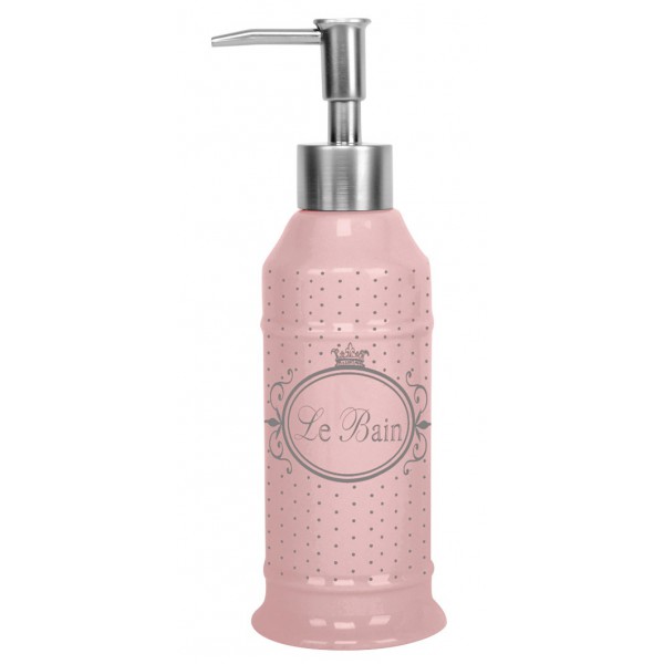 Distributeur De Savon Liquide En Céramique Rétro Rose Pastel - Capacité 300 Ml - Tête Dévissable - Design élégant Pour Salle De Bain