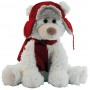 Peluche ours blanc avec bonnet et écharpe rouge