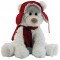 Peluche ours blanc avec bonnet et écharpe rouge