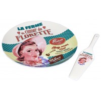 Service Plat à Tarte avec pelle CHAMP DE FLORETTE Natives déco