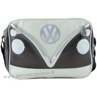 Sac vw combi Volkswagen marron et blanc à bandoulière Brisa rétro vintage collection