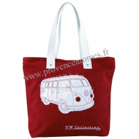 Sac Cabas en toile vw combi Volkswagen Rouge Brisa rétro vintage collection