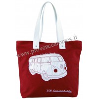 Sac Cabas en toile vw combi Volkswagen Rouge Brisa rétro vintage collection