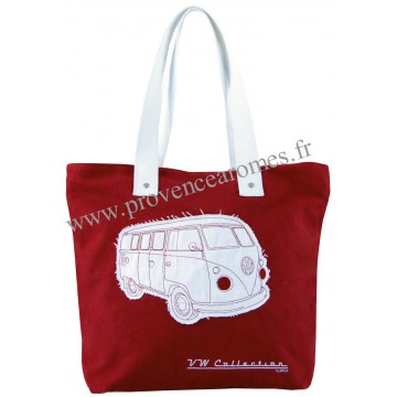 Sac Cabas en toile vw combi Volkswagen Rouge Brisa rétro vintage collection