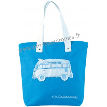 Sac Cabas en toile vw combi Volkswagen bleu Brisa rétro vintage collection