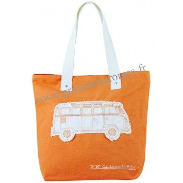 Sac Cabas en toile vw combi Volkswagen orange Brisa rétro vintage collection