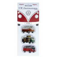 lot de 3 magnets vw combi traditionnel Volkswagen rouge Brisa rétro vintage collection