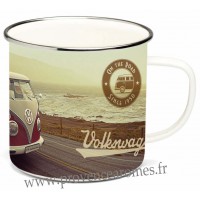 Mug métal émaillé combi Volkswagen rouge Brisa rétro vintage collection