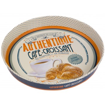 Plateau rond CAFÉ CROISSANT Natives déco rétro vintage 