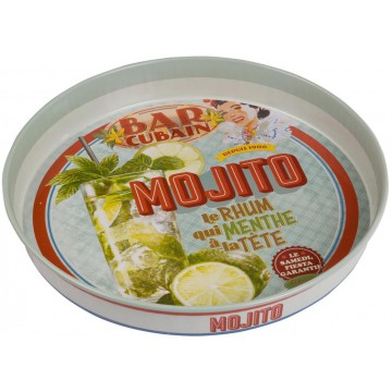 Plateau rond en métal MOJITO Natives déco rétro vintage