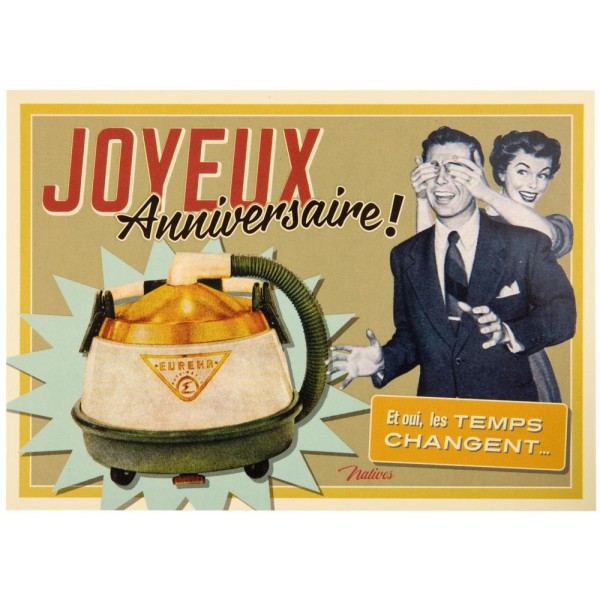 Carte Postale Anniversaire Aspirateur Homme Natives Deco Retro Vintage Humoristique Provence Aromes Tendance Sud