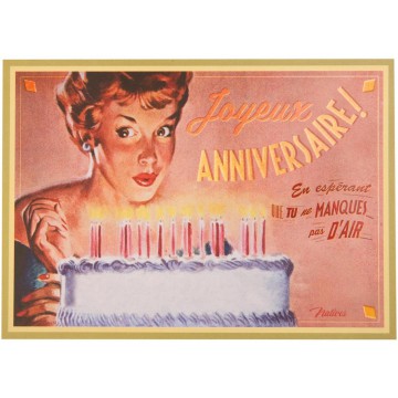 Carte postale GÂTEAU D'ANNIVERSAIRE Natives déco rétro vintage humoristique